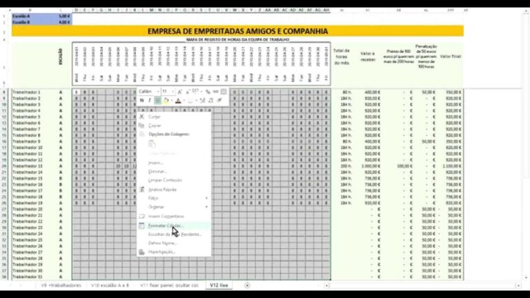 Guia Pr&aacute;tico para Criar um Mapa de Hor&aacute;rio de Trabalho no Excel
